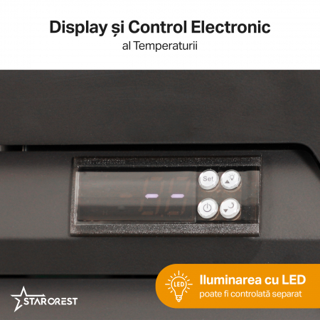 Vitrina frigorifica profesionala STARCREST SPS-360DC, 360 L, Caseta luminoasa, Display Temperatura, Panou comanda Digital, Iluminare LED, Roti, H 195 cm [3]