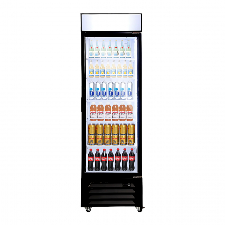 Aparate frigorifice - Vitrina frigorifica profesionala STARCREST SPS-360DC, 360 L, Caseta luminoasa, Display Temperatura, Panou comanda Digital, Iluminare LED, Roti, H 195 cm