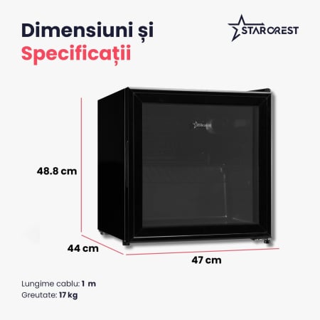 Vitrina frigorifica STARCREST SBC-5010BK, 46 L, Control temperatura, Usa sticla, H 48.8 cm, Negru [7]