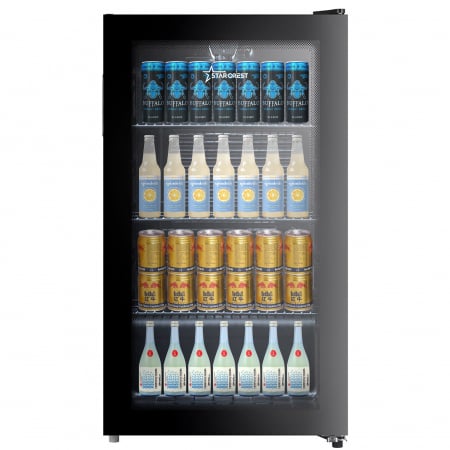 Electrocasnice Mari - Vitrina frigorifica STARCREST SBC-9901BKE, 93 L, Termostat reglabil, Iluminare LED, Usa sticla, H 84.5 cm, Negru