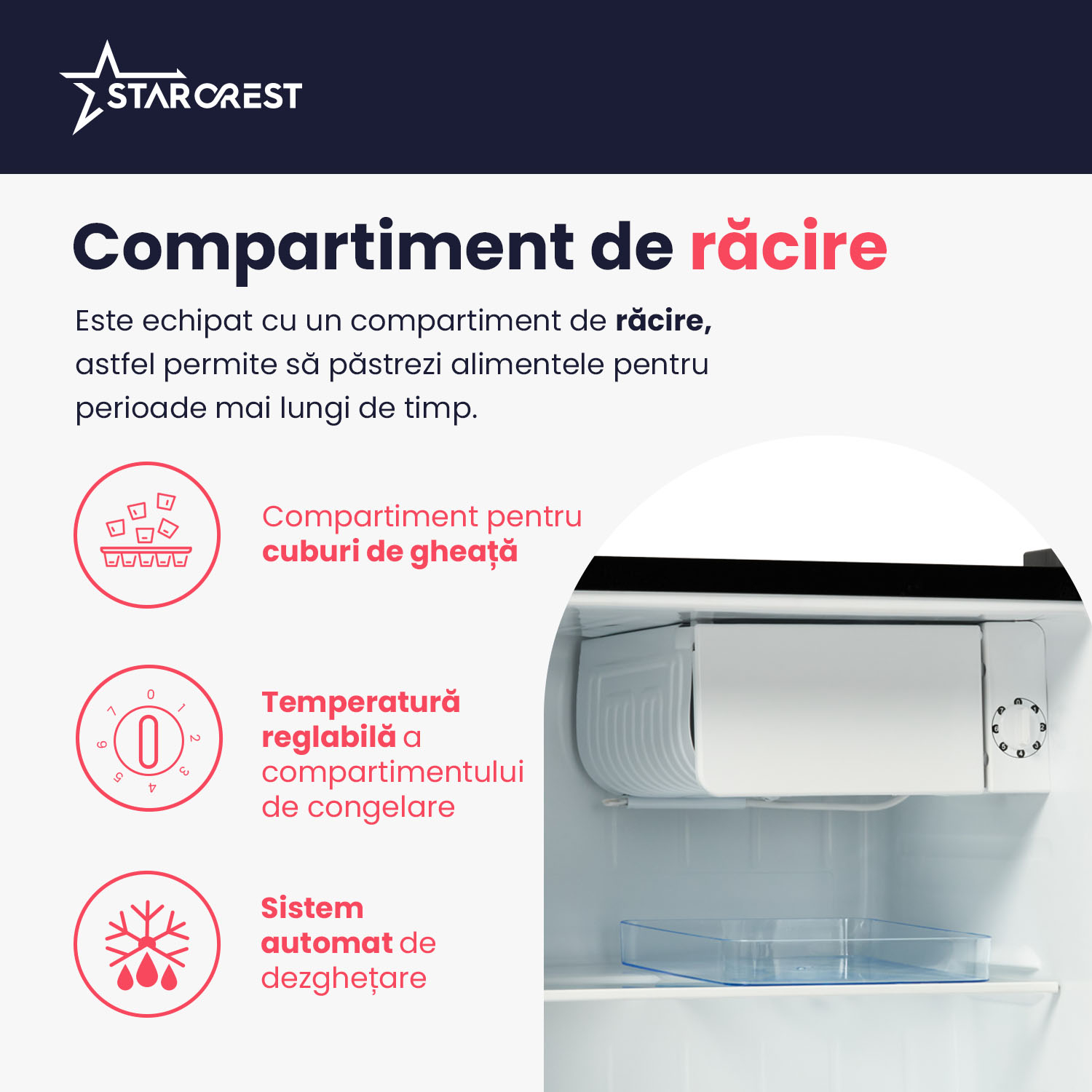 Frigider minibar STARCREST SRMB-47BK, Design Vintage, 46 l, Clasa