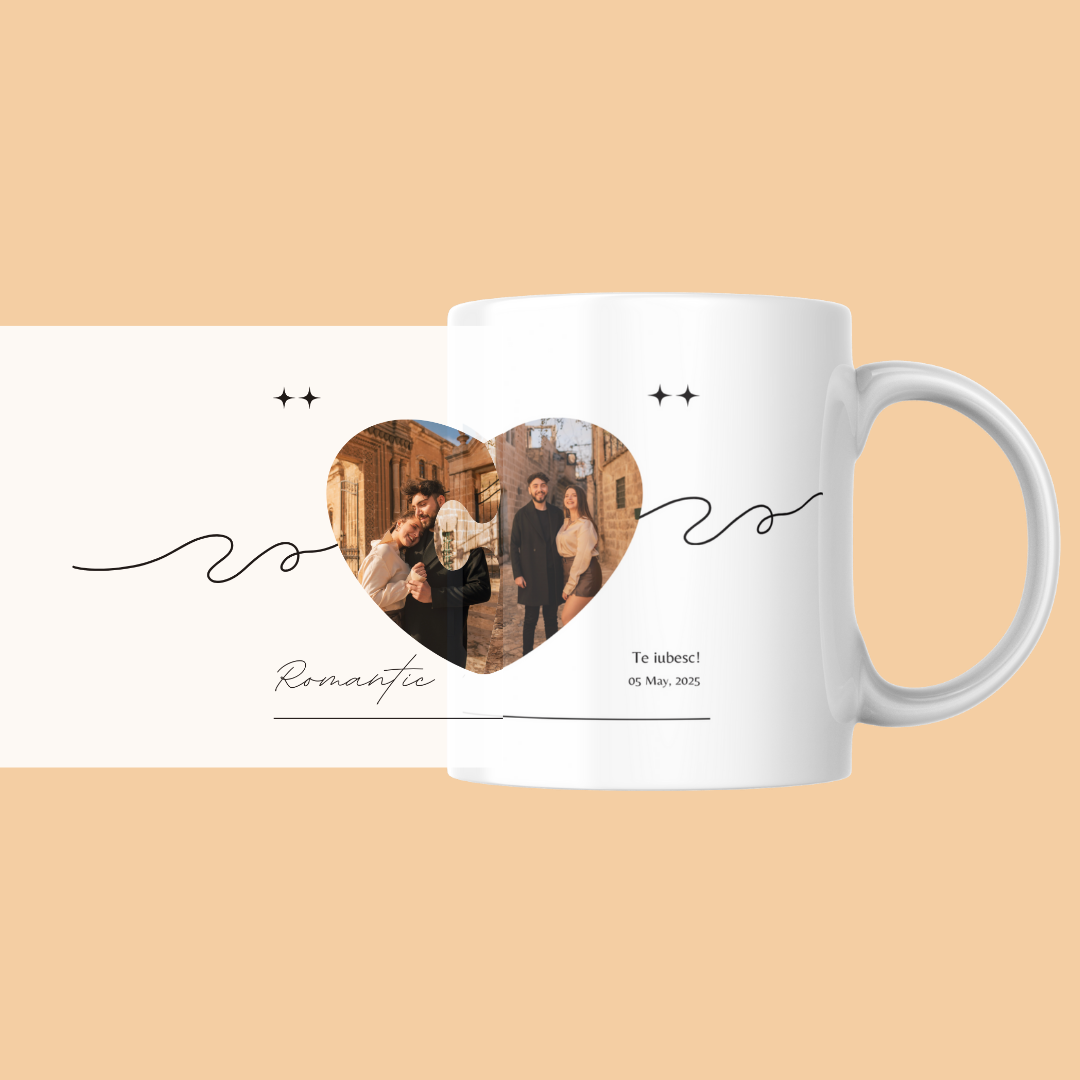 Cana Personalizata cu 2 Poze in forma de Inima [2]