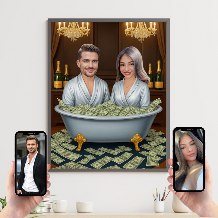 Tablou personalizat Cartoon Inconjurat de Bani [1]