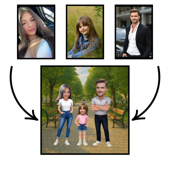 Tablou Personalizat Cartoon de Familie - 3 Persoane [2]