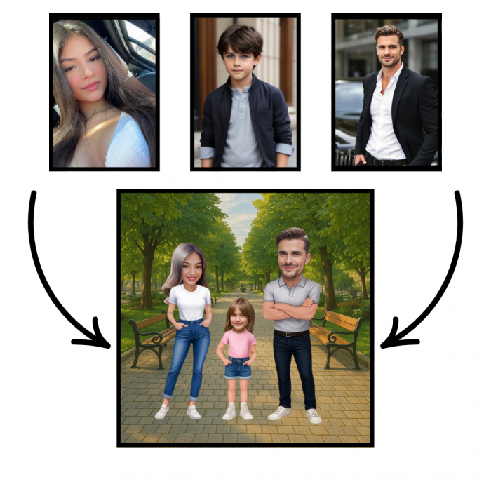 Tablou Personalizat Cartoon de Familie - 3 Persoane [2]