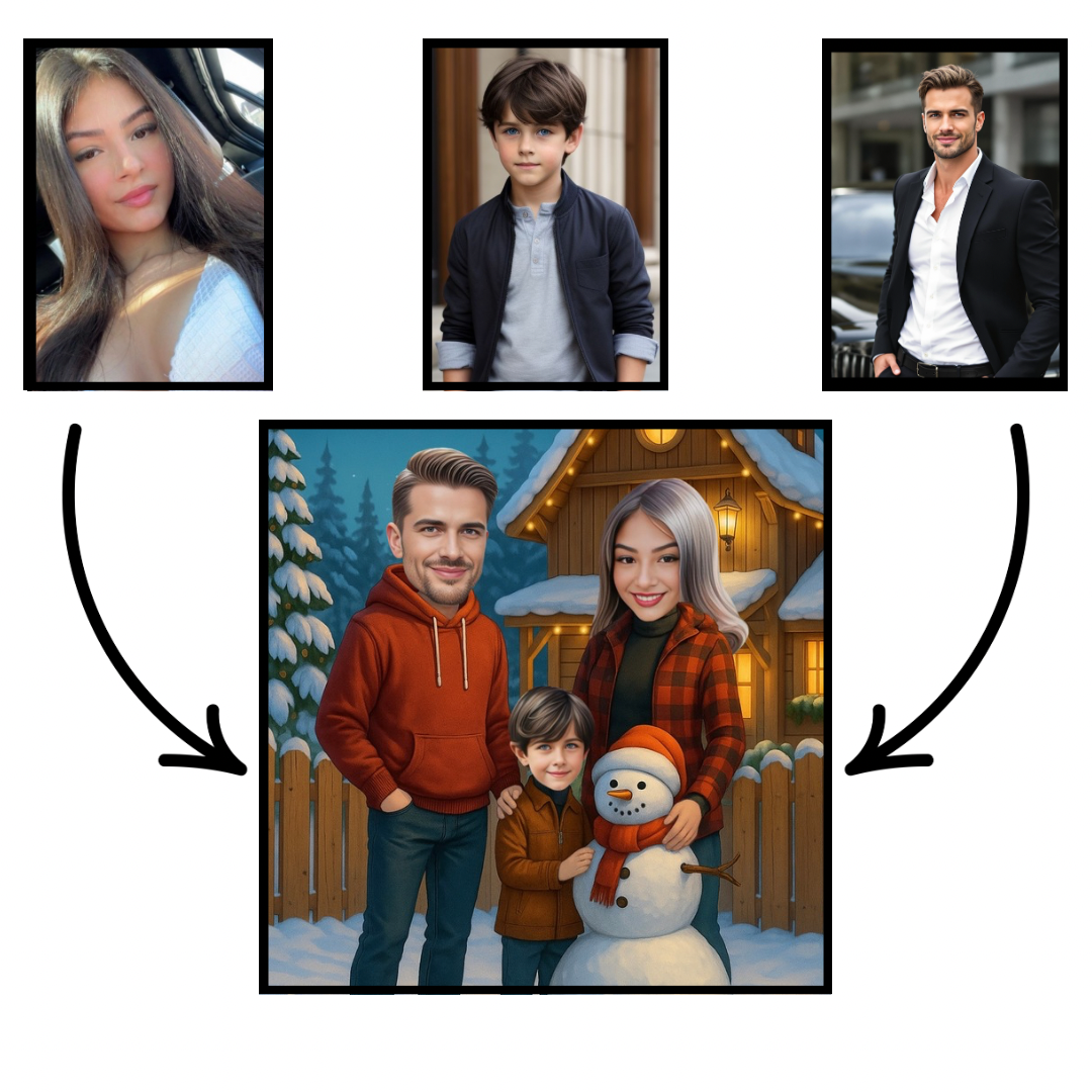 Tablou Personalizat Cartoon de Familie de Craciun [2]