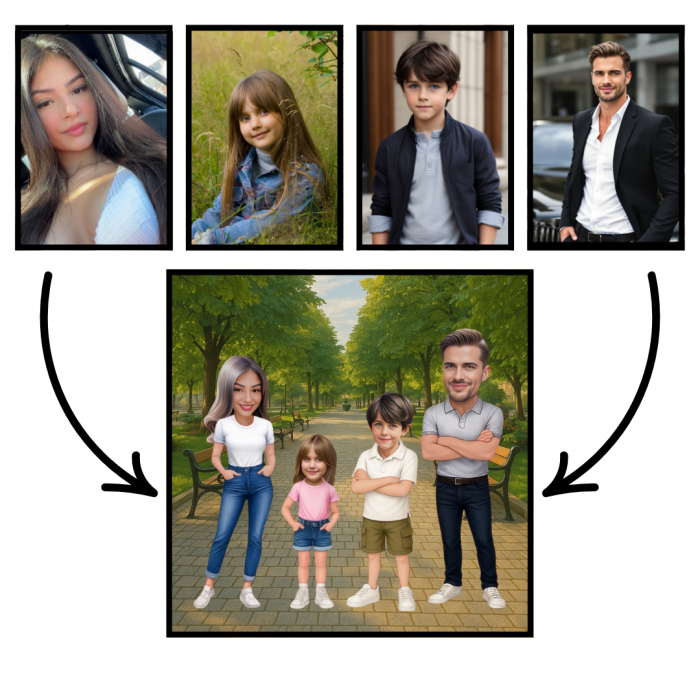 Tablou Personalizat Cartoon de Familie - 3 Persoane [2]