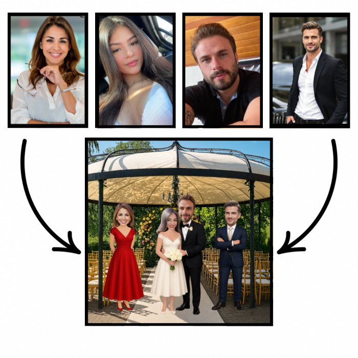 Tablou Personalizat Cartoon Nunta - Familie [2]