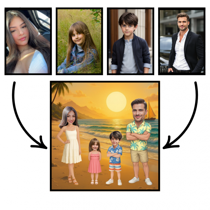 Tablou Personalizat Cartoon de Familie - 3 Persoane [2]