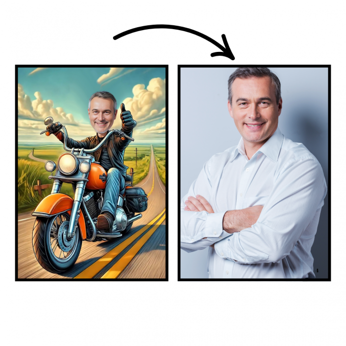 Tablou personalizat Cartoon Cu Motociclist [2]