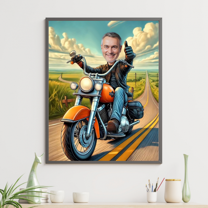 Tablou personalizat Cartoon Cu Motociclist [1]