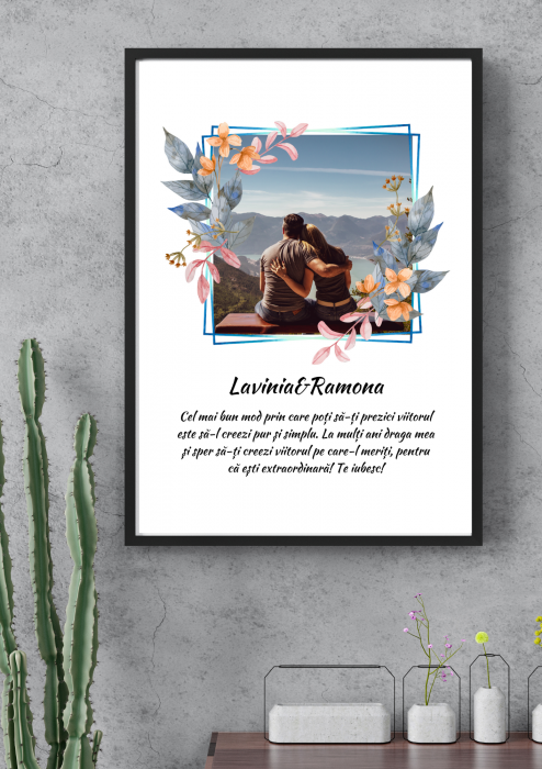 Tablou personalizat floral cu poza si text [1]