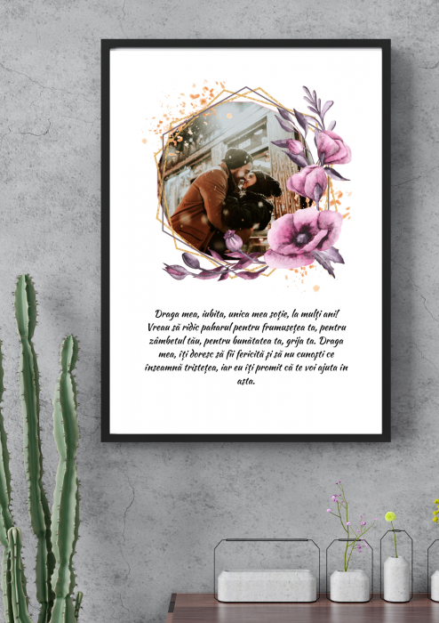 Tablou personalizat floral cu poza si text [1]