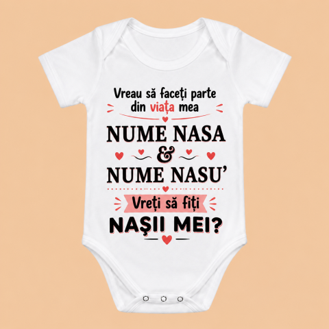 Body-uri Personalizate pentru copii - Body Personalizat pentru Cererea Nasilor