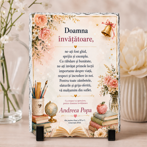 Placi de Ardezie - Ardezie personalizata Cadou pentru Doamna Invatatoare