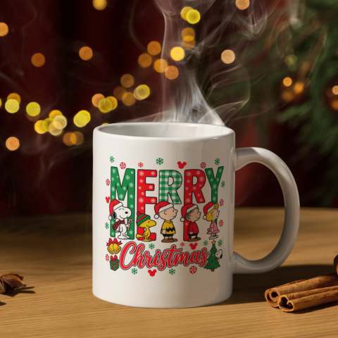 Căni Personalizate - Cană de Crăciun cu Snoopy și prietenii – Merry Christmas