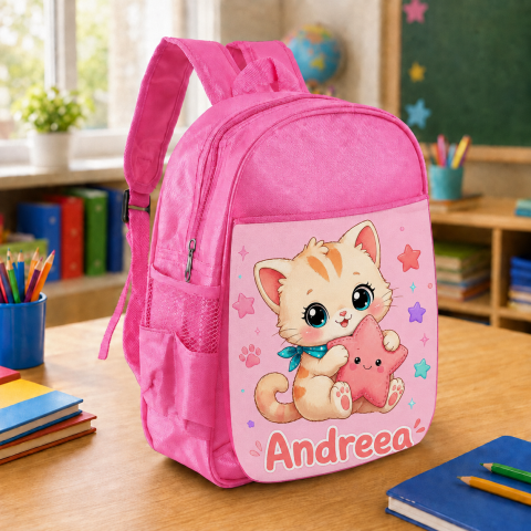 Ghiozdane Personalizate - Ghiozdan Personalizat cu nume - Pisica