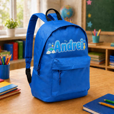 Cadouri Absolventi - Ghiozdan Personalizat cu nume - albastru