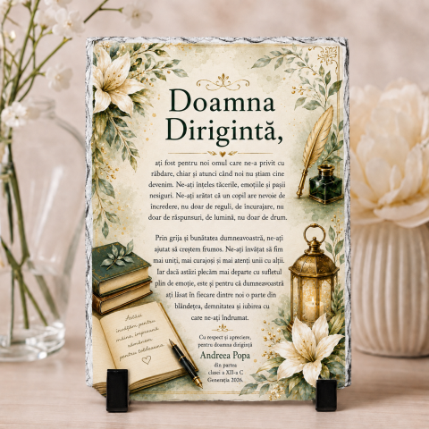 Placi de Ardezie - Ardezie personalizata Cadou pentru Doamna Diriginta