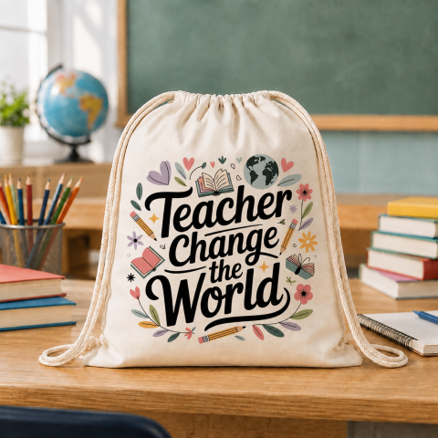 Săculețe Personalizate - Saculet Personalizat Teacher Change the World