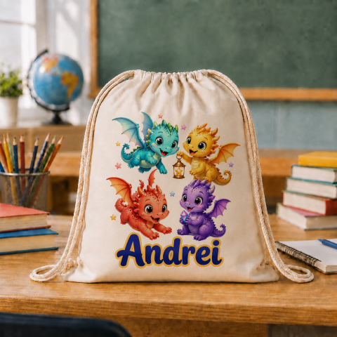 Săculețe Personalizate - Saculet Personalizat cu nume - Dinozauri