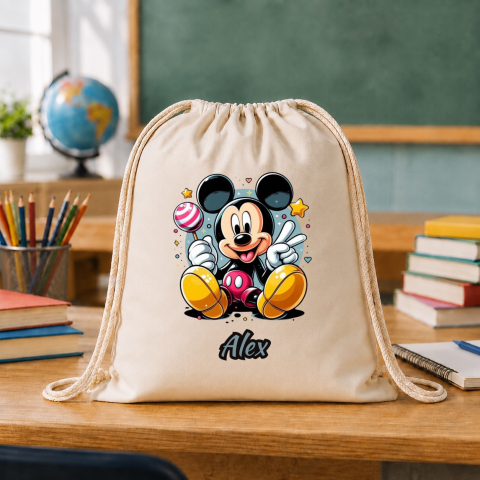 Săculețe Personalizate - Saculet Personalizat cu nume Mickey