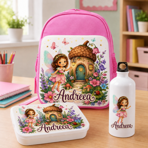 Ghiozdane Personalizate - Set “Prima zi de gradinita” - ghiozdan, sticla de apa si lunchbox