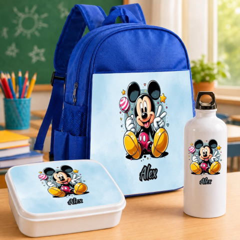 Lunch Box - Set “Prima zi de gradinita” -ghiozdan, sticla de apa si lunchbox - Mickey