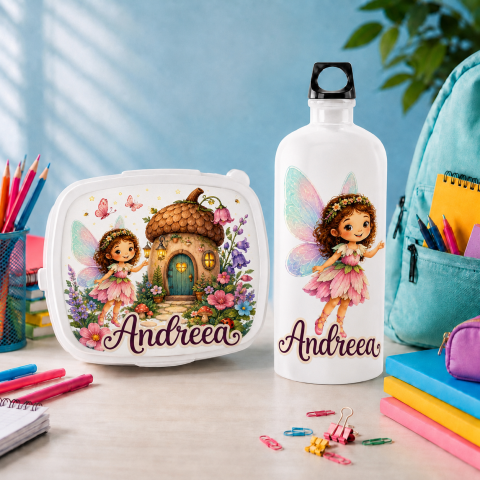 Seturi Copii - Set “Prima zi de gradinita” - sticla de apa si lunchbox zâne