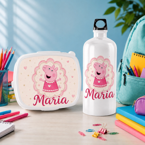 Lunch Box - Set “Prima zi de gradinita” - sticla de apa si lunchbox peppa pig