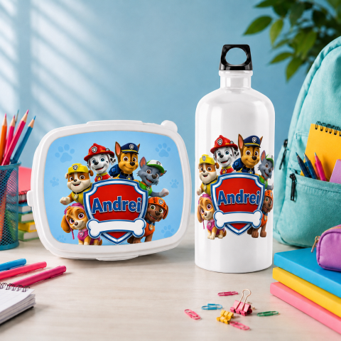 Lunch Box - Set “Prima zi de gradinita” - sticla de apa si lunchbox patrula cățelușilor