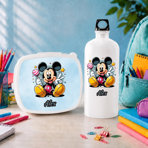 Lunch Box - Set “Prima zi de gradinita” - sticla de apa si lunchbox - Mickey