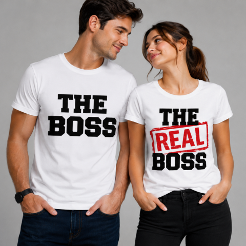 Wedding Planner - Set Tricouri Cuplu „The Boss & The Real Boss”