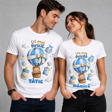 Tricouri Personalizate pentru el - Set Tricouri Personalizate pentru Viitori Parinti
