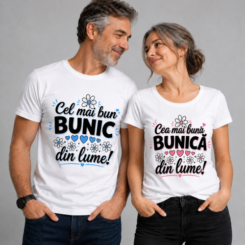 Tricouri Personalizate pentru el - Set Tricouri Personalizate pentru cei mai buni Bunici