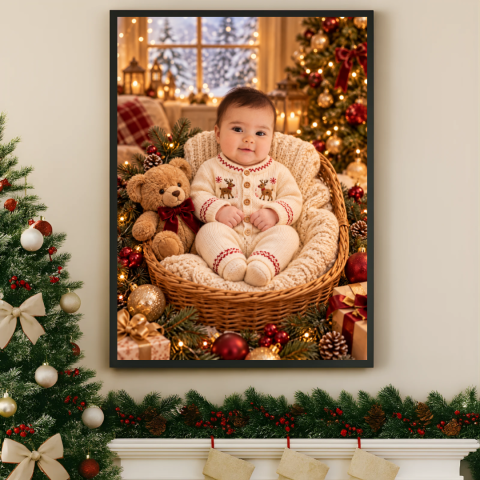 Tablouri Personalizate - Tablou Personalizat bebe cartoon - Primul meu Crăciun