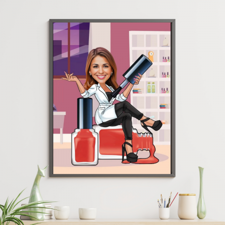 Tablouri Cartoon cu Meserii - Tablou personalizat Cartoon Nail Artist