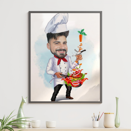 Tablouri Cartoon cu Meserii - Tablou personalizat Cartoon Bucatar