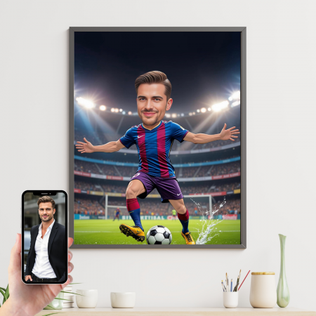 Tablouri Cartoon cu Meserii - Tablou personalizat Cartoon Fotbalist