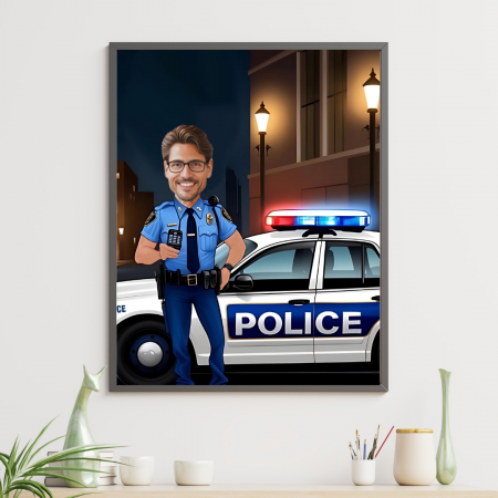 Tablouri Cartoon cu Meserii - Tablou personalizat Cartoon Politist