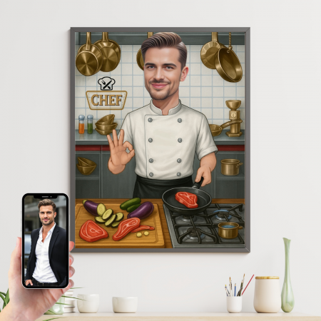 Tablouri Cartoon cu Meserii - Tablou personalizat Cartoon Bucatar