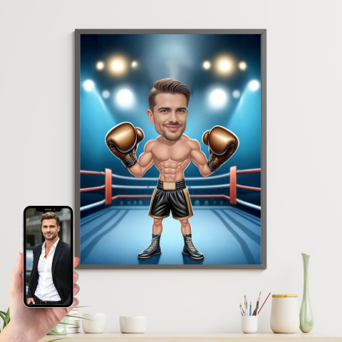 Tablouri Cartoon cu Meserii - Tablou personalizat Cartoon Boxer