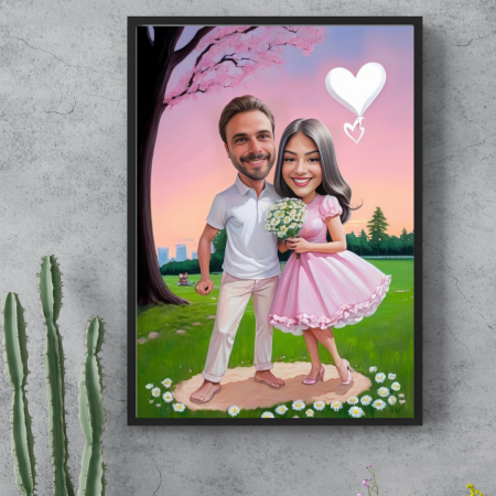 Tablouri Personalizate pentru iubit/iubita - Tablou personalizat Cartoon Roz