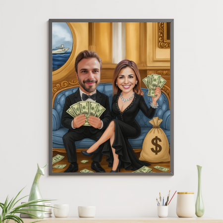 Tablouri Personalizate - Tablou personalizat Cartoon Inconjurat de Bani