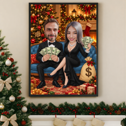 Tablouri Personalizate - Tablou personalizat Cartoon Inconjurat de Bani