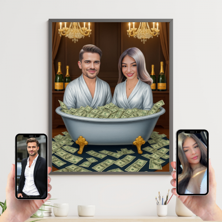 Cadouri de Valentine's Day - Tablou personalizat Cartoon Inconjurat de Bani
