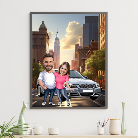 Tablouri Personalizate pentru iubit/iubita - Tablou personalizat Cartoon Roz