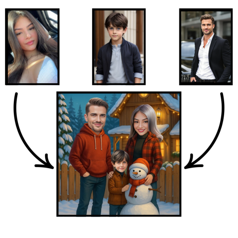 Tablou Personalizat Cartoon de Familie de Craciun [1]