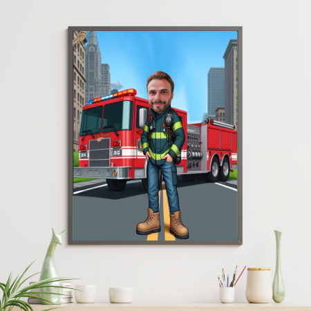 Tablouri Cartoon cu Meserii - Tablou personalizat Cartoon pompier