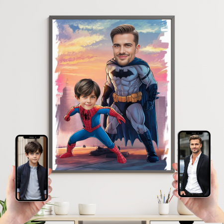 Tablouri Cartoon de Familie - Tablou personalizat Cartoon Tata-Fiu